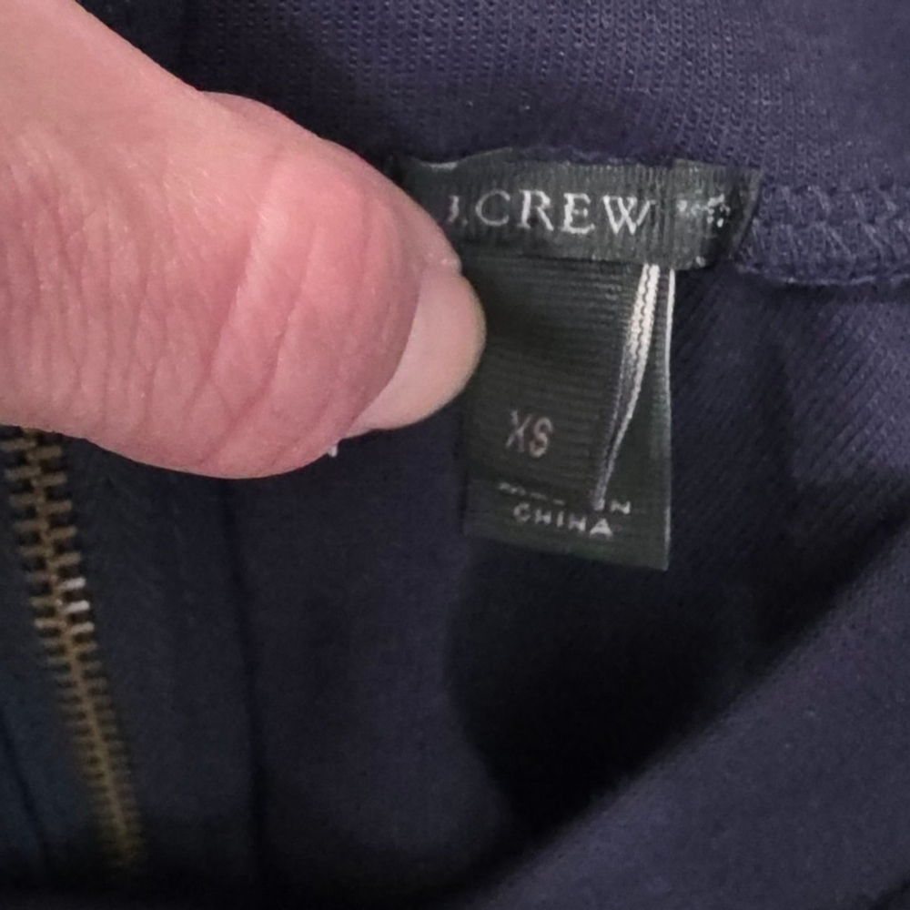 J.Crew Navy Sweatshirt with Black Fringe Hem Sz XS - Picture 8 of 10